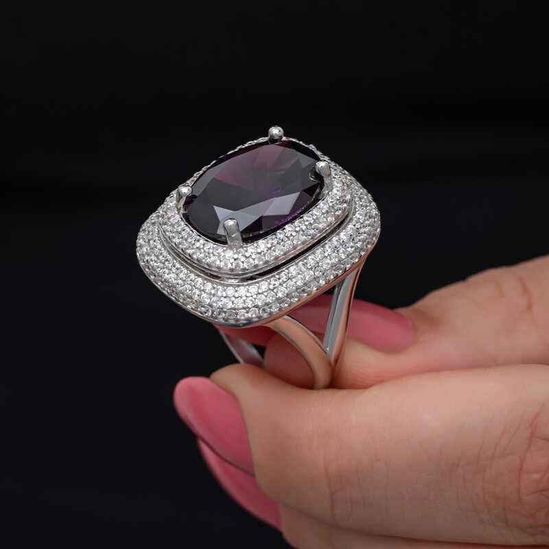 Amethyst Stone Women's Silver Ring