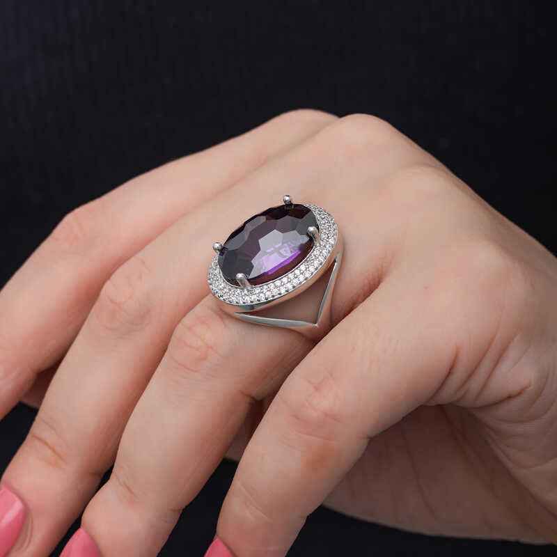 Amethyst Stone Women's Silver Ring