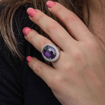 Amethyst Stone Women's Silver Ring