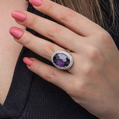 Amethyst Stone Women's Silver Ring