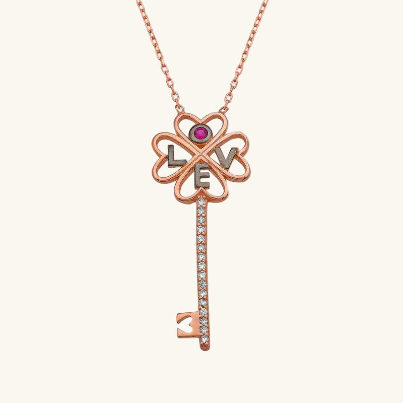 Key Women's Rose Gold Plated Silver Necklace