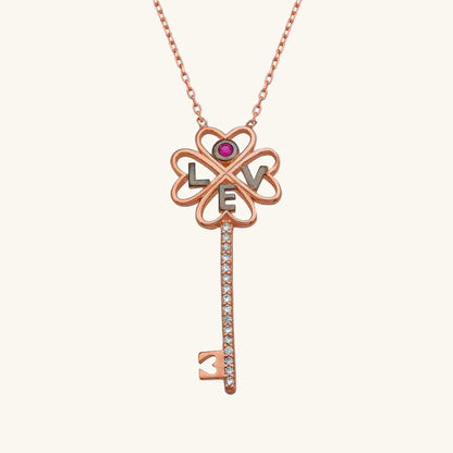 Key Women's Rose Gold Plated Silver Necklace