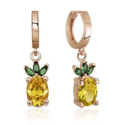 Pineapple Figurine Fruit Silver Earrings