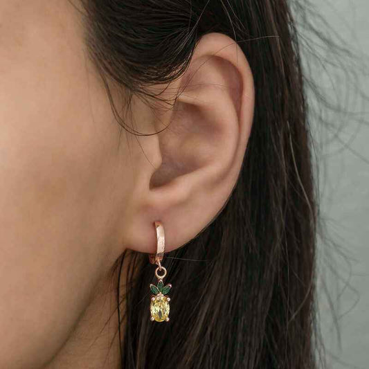 Pineapple Figurine Fruit Silver Earrings