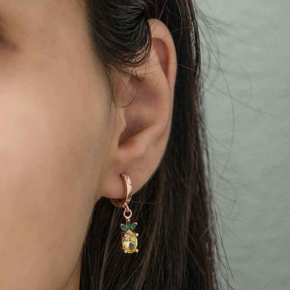 Pineapple Figurine Fruit Silver Earrings