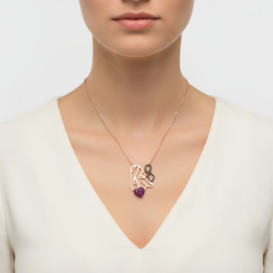 Collier en argent en forme de cœur mère et enfant