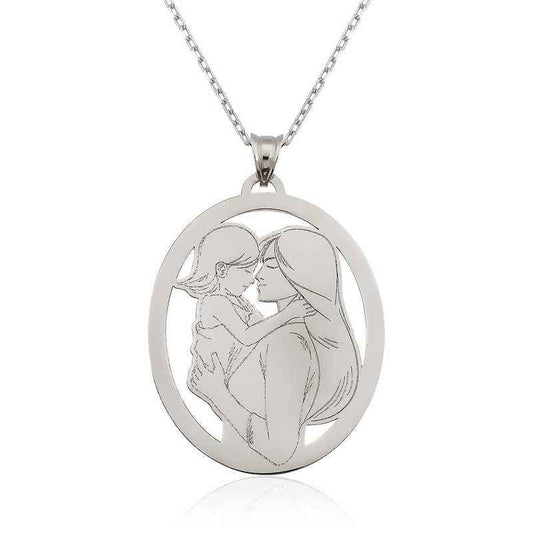Mother Daughter Silver Necklace