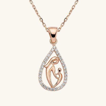 Drop Mother Child Silver Necklace