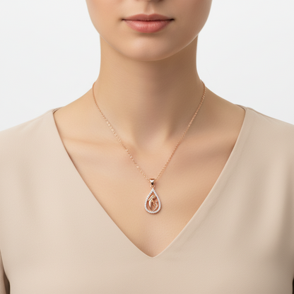 Drop Mother Child Silver Necklace