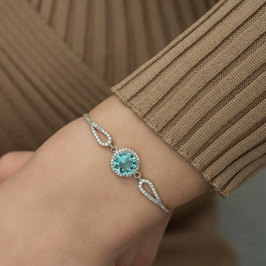 Aquamarine Women's Silver Bracelet