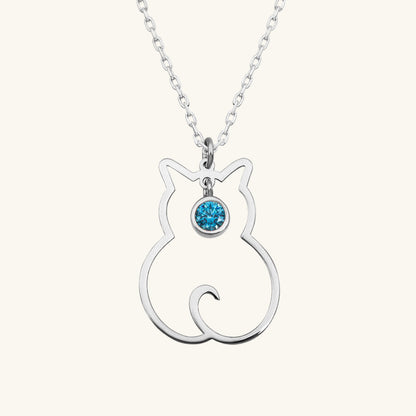 Dezember Birthstone Katze Damen Silber Halskette
