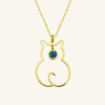 Dezember Birthstone Katze Damen Silber Halskette