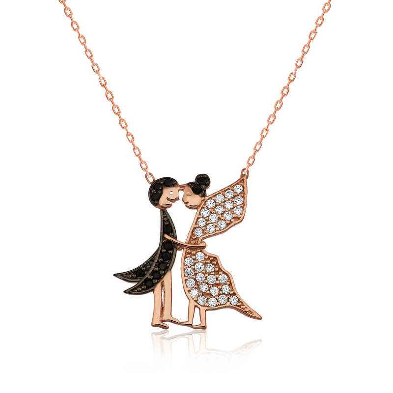 Lover's Butterflies Women's Silver Necklace