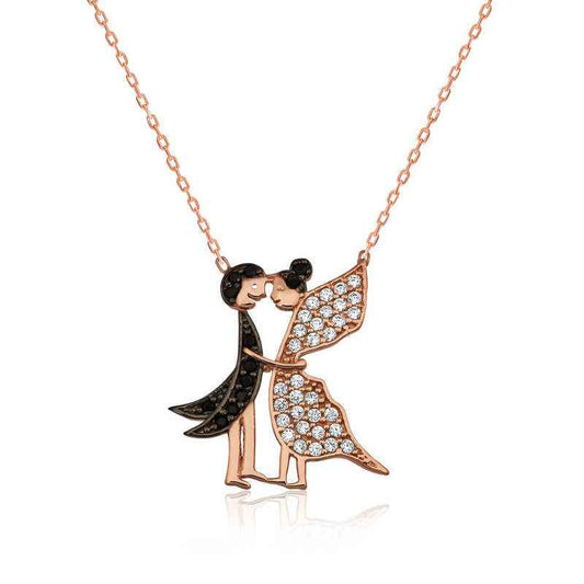 Lover's Butterflies Women's Silver Necklace