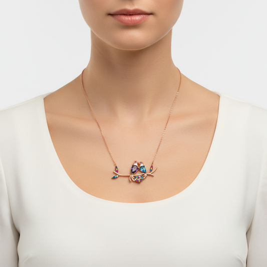 Liebende Taube Vögel Silber Halskette