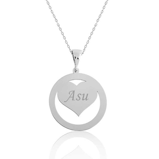 Collier en argent pour femme avec nom Love Circle