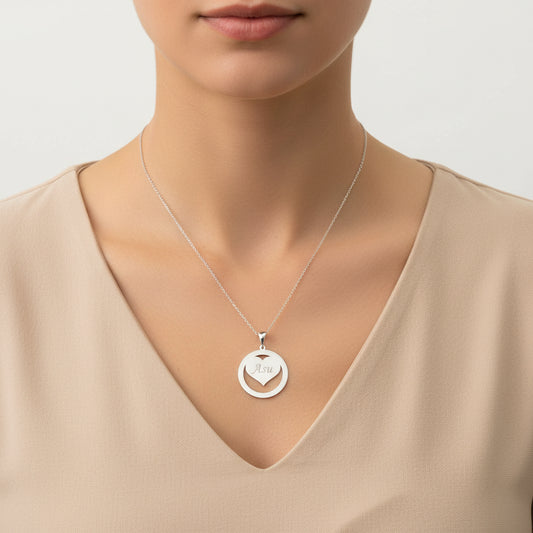 Love Circle Name Women's Silver Necklace