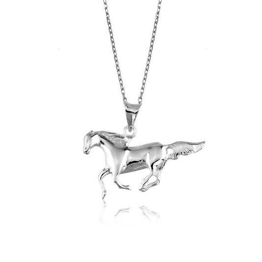 Collier en argent avec cheval au galop