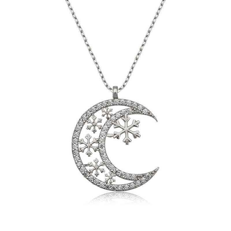 Moon Snowflake Women's Silver Necklace