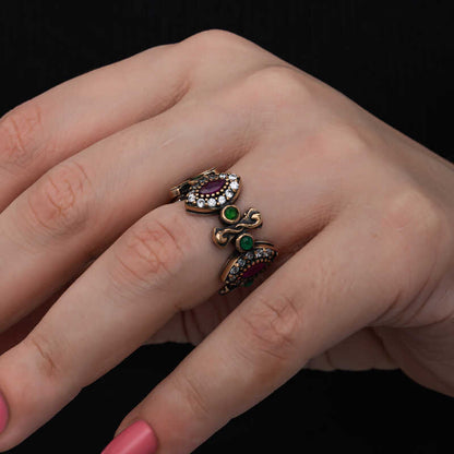 Bague réglable en argent pour femme avec navette authentique