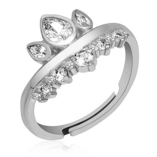 Adjustable Queen's Crown Women's Silver Ring