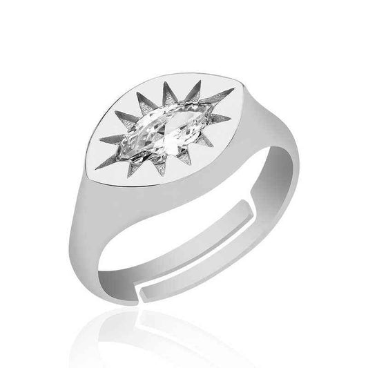 Adjustable North Star Knight Silver Ring
