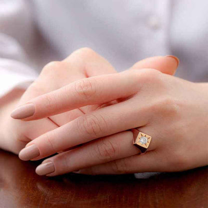 Adjustable Rose Plated North Star Knight Silver Ring