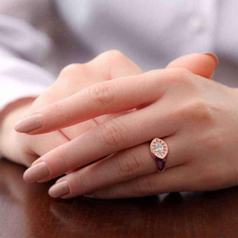 Adjustable Rose Plated Northern Star Knight Silver Ring