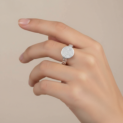 Verstellbarer runder Zirkonstein-Silberring für Damen