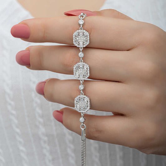 Baguette Women's Silver Bracelet