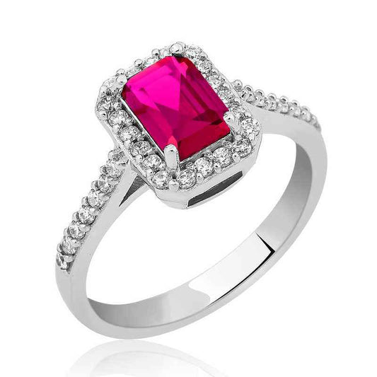 Square Baguette Women's Silver Ring