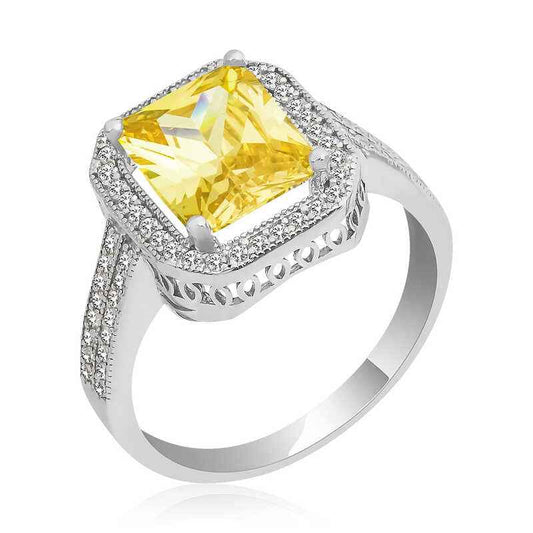 Square Baguette Women's Silver Ring