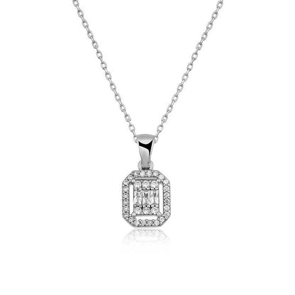Baguette Stone Women's Silver Necklace