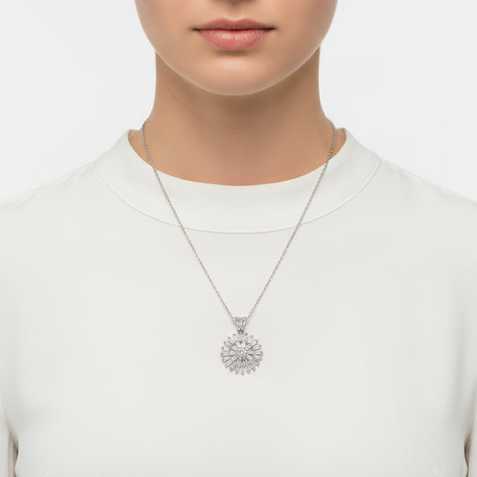 Baguette Stein Damen Silber Halskette 