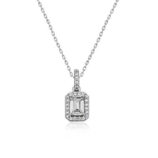 Collier en argent pour femme avec pierre baguette