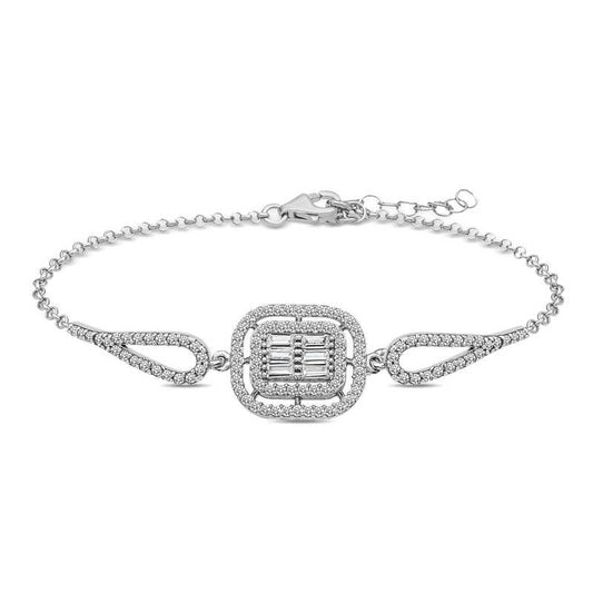 Baguette Stone Silver Bracelet