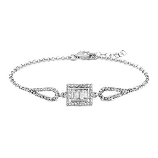 Baguette Stone Silver Bracelet