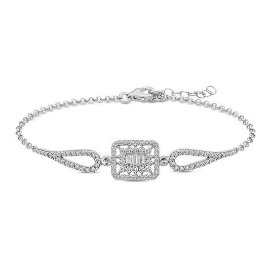 Baguette Stone Silver Bracelet