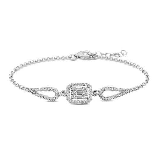 Baguette Stone Silver Bracelet
