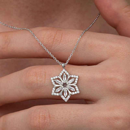 Baguette Stone Flower Women's Silver Necklace