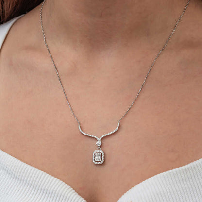 Collar de piedra baguette modelo collar de plata para mujer