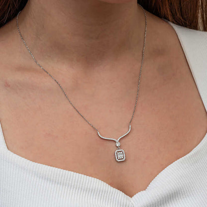 Collar de piedra baguette modelo collar de plata para mujer
