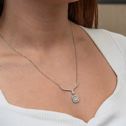 Collar de piedra baguette modelo collar de plata para mujer