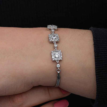 Baguette Stone Women's Silver Bracelet