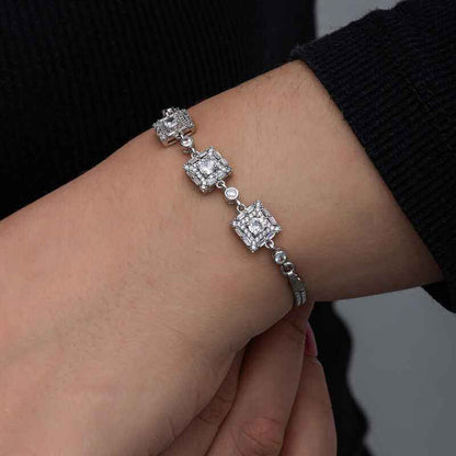 Baguette Stone Women's Silver Bracelet