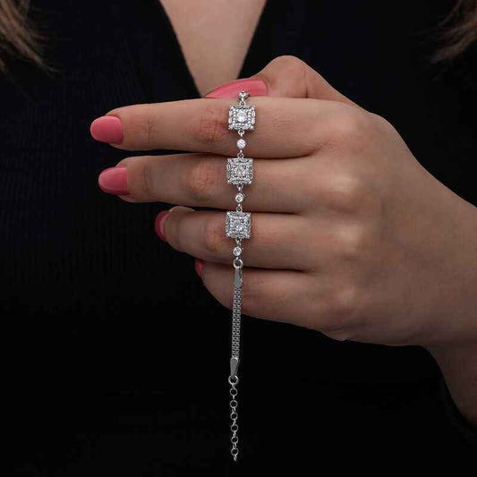 Baguette Stone Women's Silver Bracelet