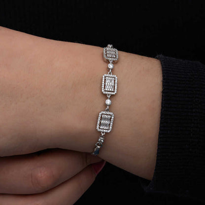 Baguette Stone Women's Silver Bracelet