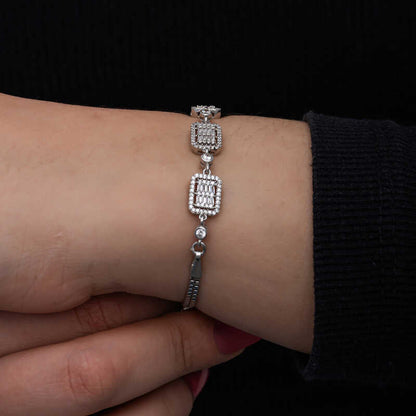 Baguette Stone Women's Silver Bracelet