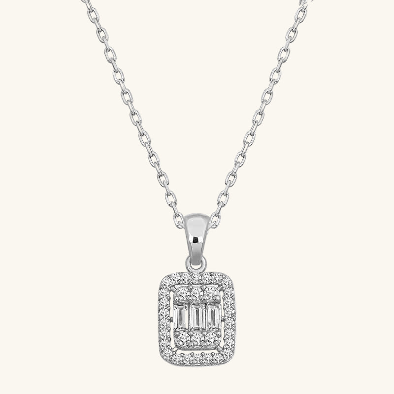 Baguette Stone Women's Silver Pendant