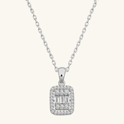 Baguette Stone Women's Silver Pendant